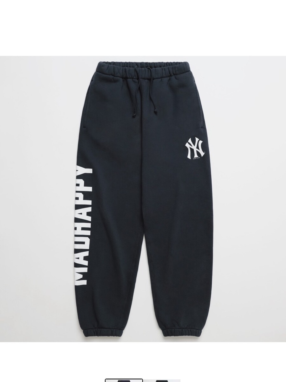 Madhappy Yankees Navy Joggers with White Logo & Side Script Size Medium